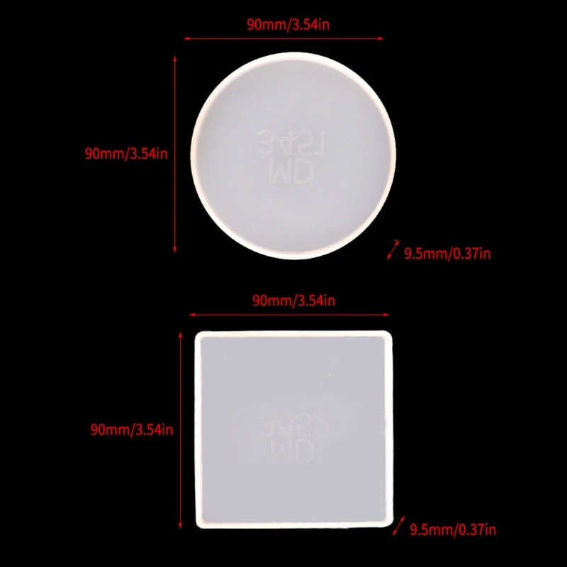 

Y1UE 2Pcs Round Square Coaster Resin Mold Kit Geode Agate Resin Coaster Molds Glossy Coaster Cup Mats Molds Resin Craft Tools