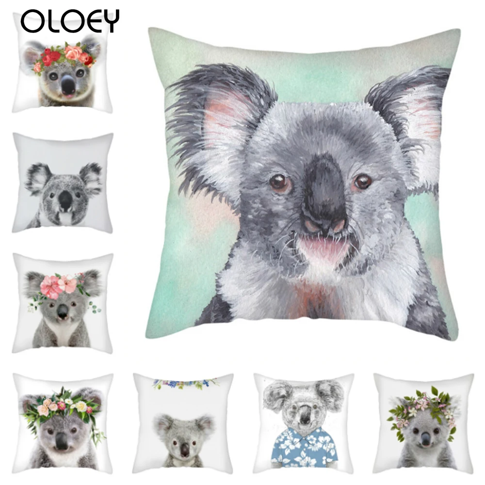 Милый Чехол на подушку с изображением коалы мультяшный животный полиэстер