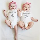 Молились за один, благословенное боди для двух близнецов, Одежда для новорожденных мальчиков с коротким рукавом, одежда для маленьких девочек, подарок для близнецов