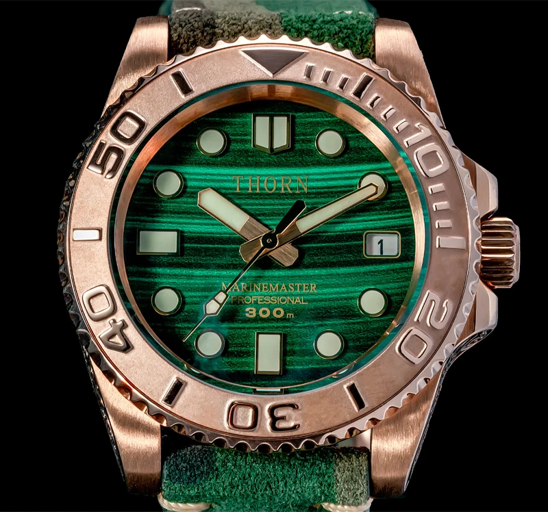 

Shirryu Men's Dive Watch Sapphire Crystal Green Dial CuSn8 Bronze Case 200M Water Resistance NH35 Automatic Movement Men's Watch