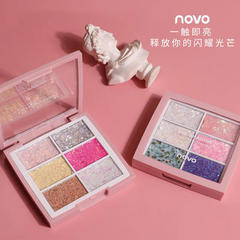 NOVO блестящие тени для век Мерцающая палитра пропитанные картофелем жемчужные
