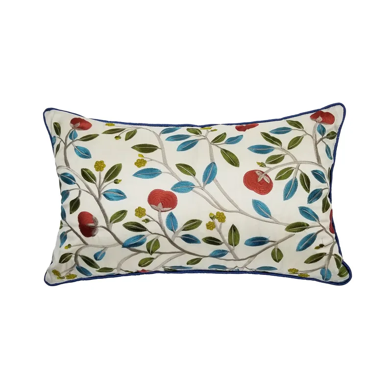

DUNXDECO Cushion Cover Decorative Pillow Case Modern Artistic Classical Apple Tree Embroidery Luxury Sofa Chair Coussin