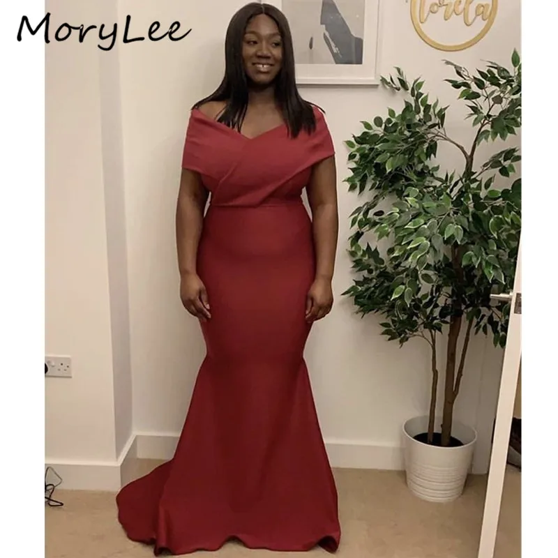 

African Bridesmaid Dresses V-Neck Off The Shouder Zipper Back Floor Length Mermaid Satin Wedding Party Bridemaid Dresses