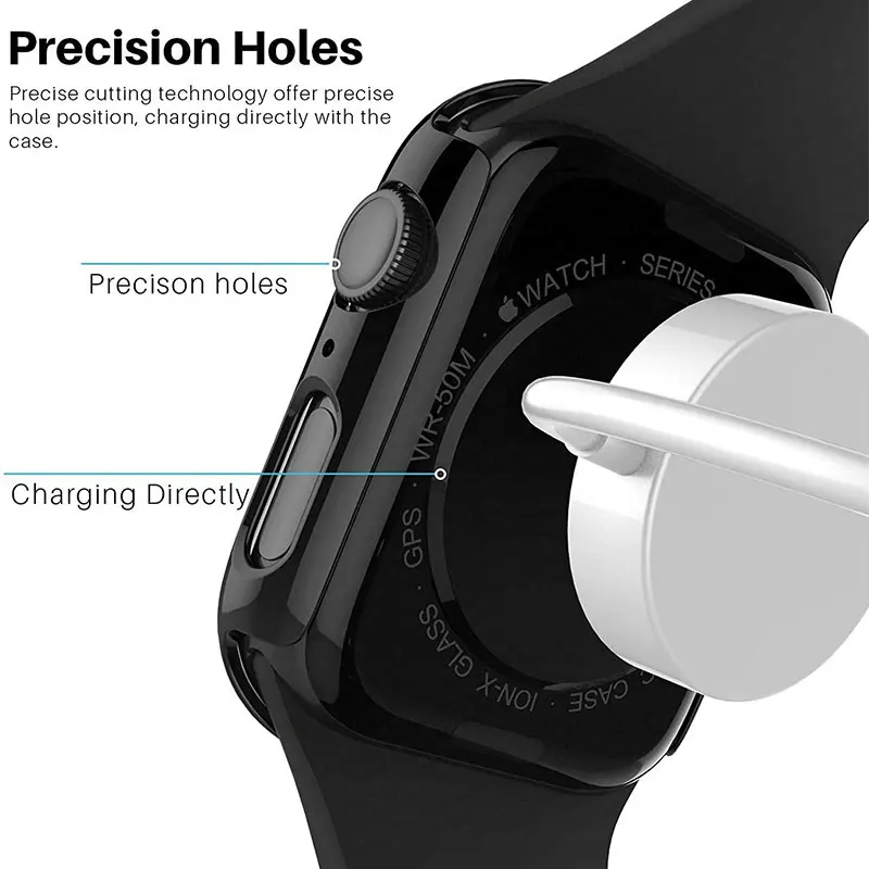Screen Protector Case For Apple Watch Band 44mm 42mm 38mm 40mm Tempered Glass+Cover iWatch 7 6 5 4 3 SE 2 Accessories 41mm 45mm