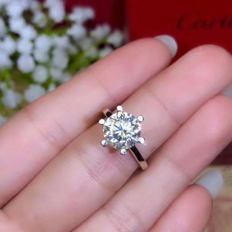 Kkmall магазин круглое серебряное кольцо Moissanite 3.00ct D VVS Роскошные Moissanite свадебное кольцо для женщин