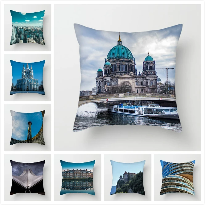 Чехол на подушку Fuwatacchi с принтом город аттракционов для украшения дома