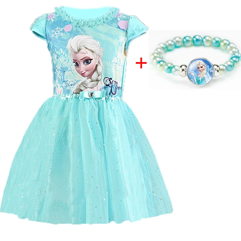 dress set D Летнее платье для маленьких девочек от 3 до 8 лет vestidos/платье принцессы Анны и Эльзы одежда для детей, праздничный костюм на день рождения - Цвет: dress set D