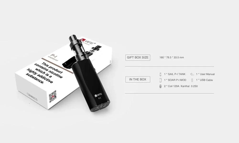 [Благоприятные комплект на 12,12] Электронная сигарета подарок Vaptio P1 комплект 50 Вт испаритель 2100 мАч встроенный аккумулятор 2/3 мл!! атомизатора катушки