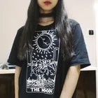 Sunfiz YF футболка с изображением Луны Таро карточка Женская забавная 100% хлопковая Готическая художественная Цитата графика Tumblr гранж модная футболка Hispter унисекс