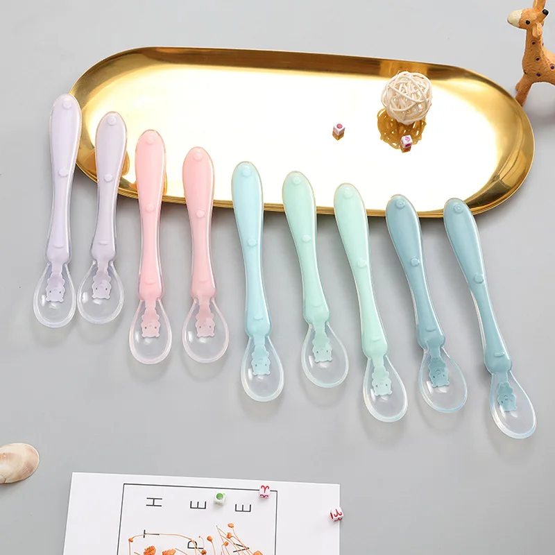 

Food Supplement Soup Spoon Tableware Silica Gel Dustproof Spoon Safe Edible Silicon Silica Gel Children Soft Spoon
