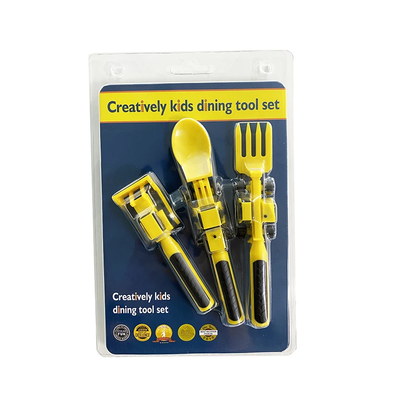 

Children's car tableware bulldozer excavator shovel 3-piece cutlery children's tableware Using Materials Tested for Safety