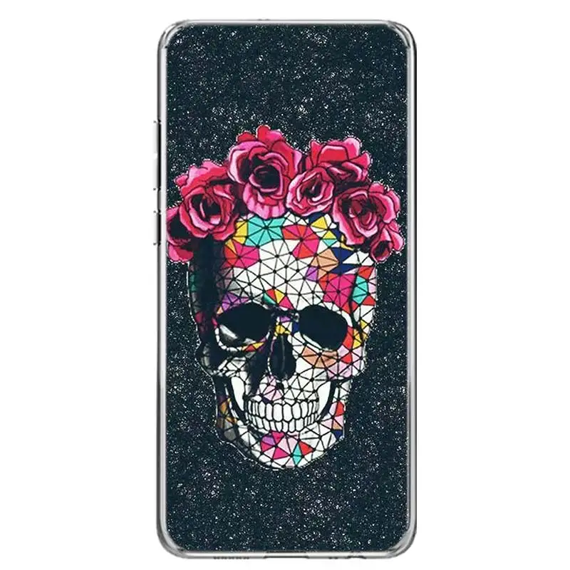 floral sugar skull phone case for huawei p50 pro p40 p30 lite p20 p10 coque mate 10 lite 20 30 pro 40 cover capa shell free global shipping