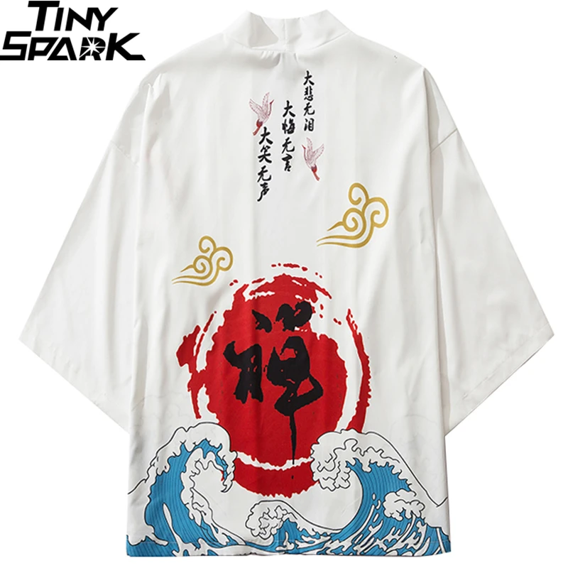 Японские кимоно куртка Kanji китайский дзен буддийский Harajuku 2021 хип-хоп Мужская