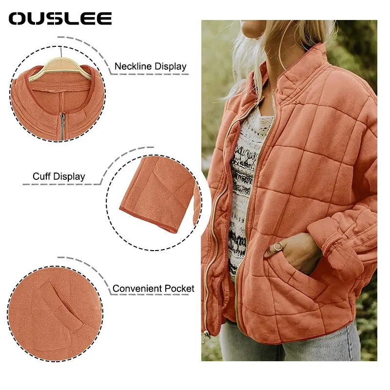 OUSLEE Womens Padded Coats Winter Designer Clothes Vintage Loose Quilted Jackets Casual Padded Coats Oversized Warm Parkas
