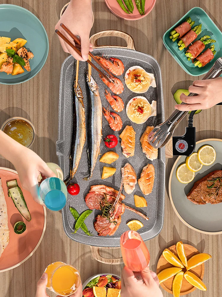 Антипригарная и легко моющаяся Бытовая Бездымная барбекю-машина высокомощная