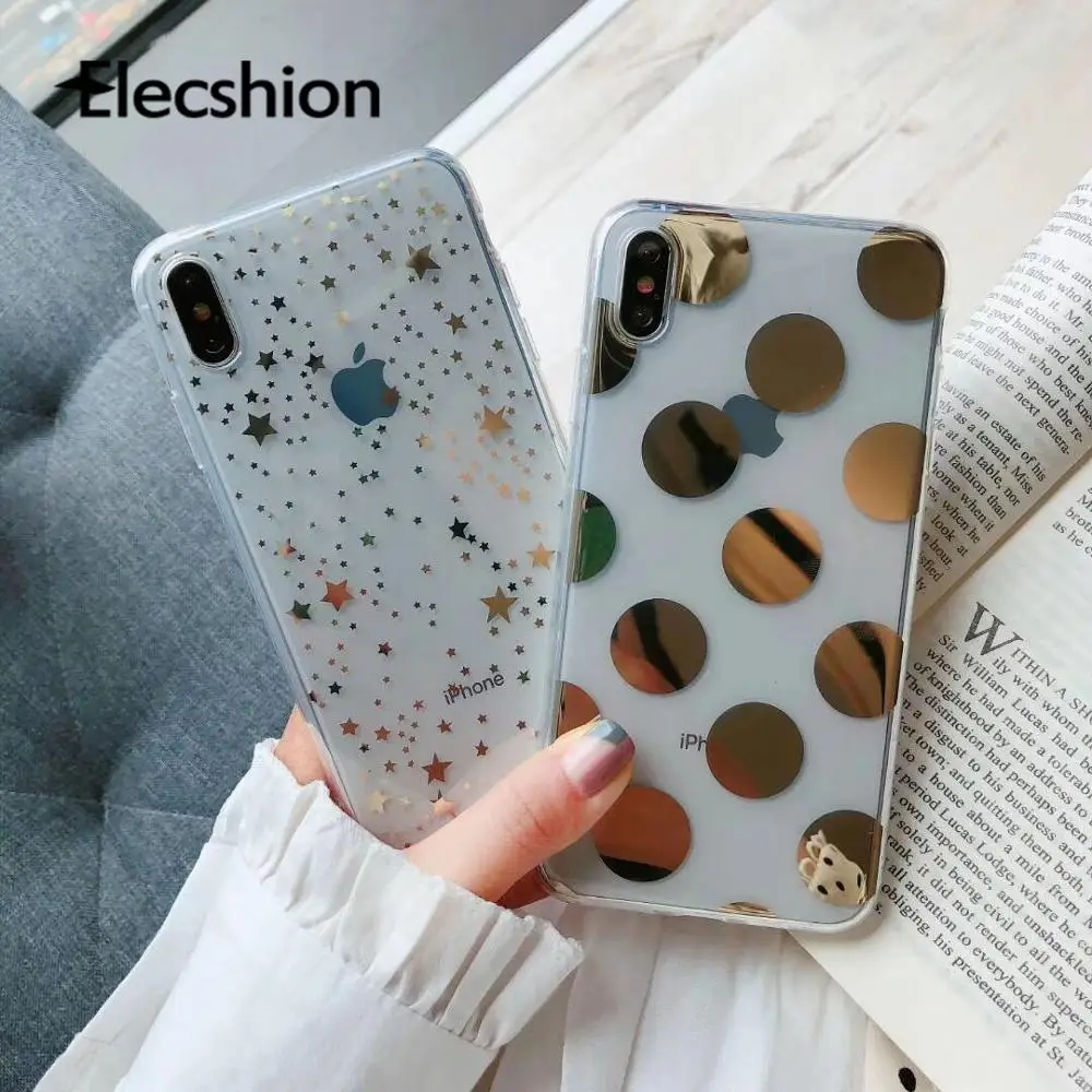 Роскошный Звездный чехол для iPhone 7 8 Plus XR X 6s 6 XS Max прозрачные чехлы Модный |