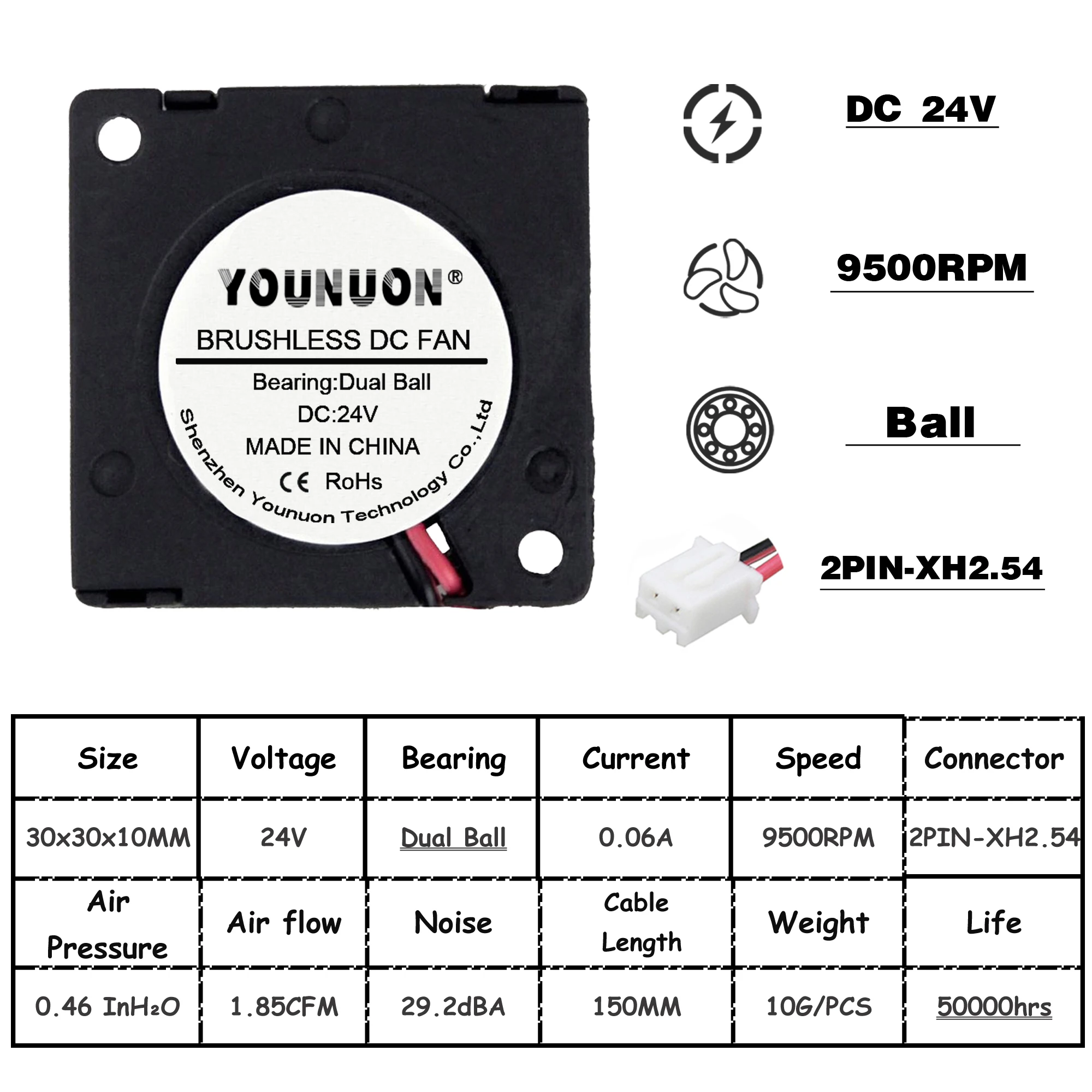 24V Ball 2 шт. 30 мм 3d принтер вентилятор 12 в 24 в 5 В 3010 вентилятор для принтера аксессуары для охлаждения DC турбо вентилятор Радиальные Вентиляторы 30x30x10 мм - Цвет лезвия: 24V Ball