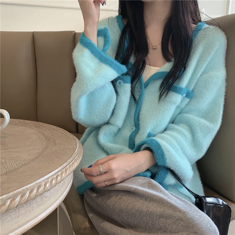 

Autumn Women's Korean Knitted Coats Fashion New Sweet Casual O-neck Long Seleeve Lady Sweater Jacket 2021 New