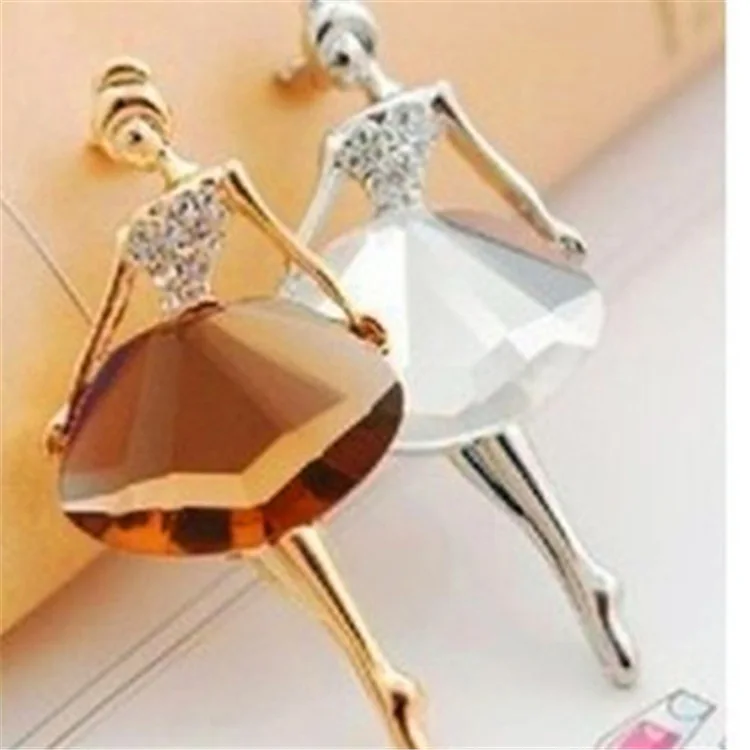 Korean version of the popular accessories beautiful ballet girl temperament big crystal ladies brooch modern fashion jewelry | Украшения и