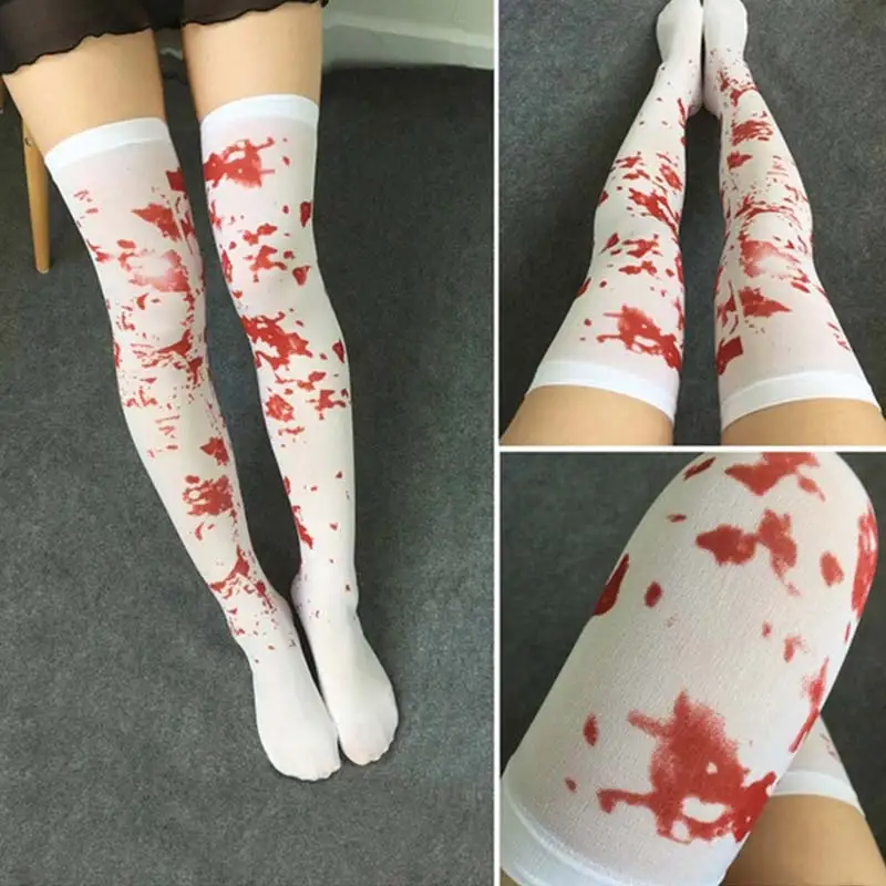 

Halloween Women Stocking Skeleton Socks thigh High Gothic Cosplay Lolita Bloody Carnival Halloween Party Supplies 2021