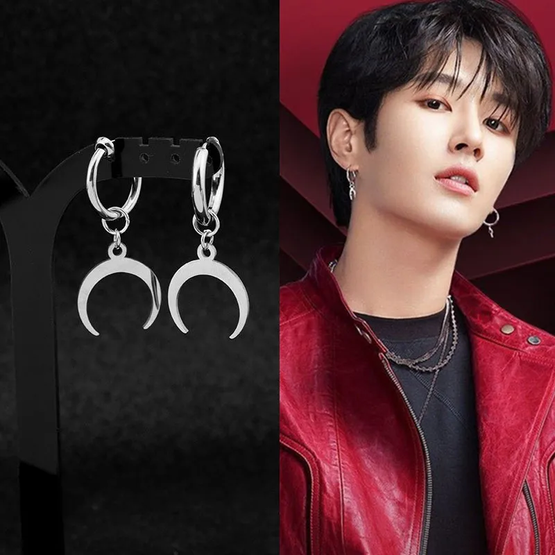 Серьги-гвоздики в виде Луны из нержавеющей стали стиле Харадзюку | Украшения и