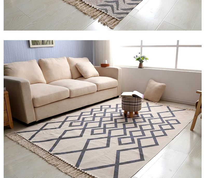 Morocco Hand Woven Living Room Carpet Geometric Blanket Home Bedroom Area Rugs Floor Sofa Coffee Table Mat Ins Nordic Carpet