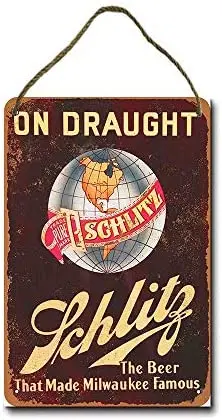 

Metal Sign 8x12 Inch Schlitz Beer on Draught Wall Decor Hanging Sign