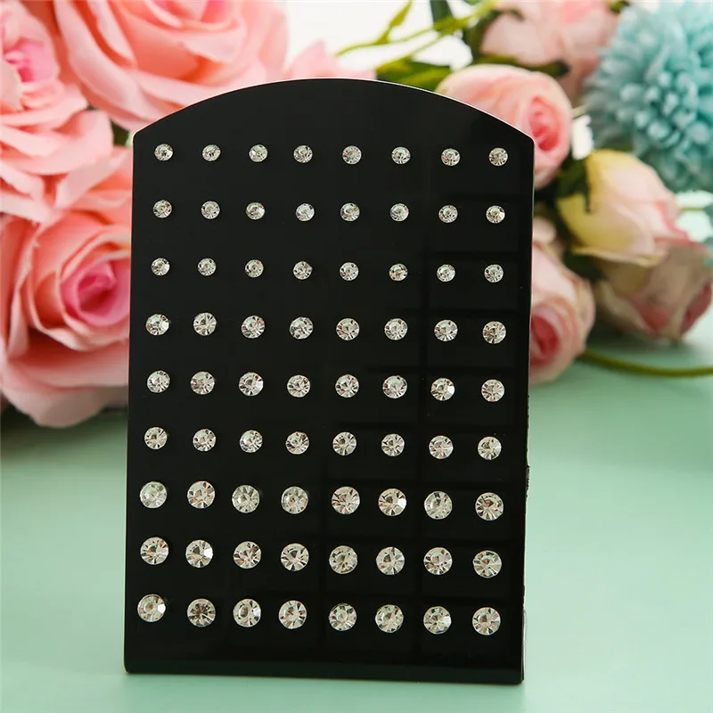 36 пар/уп. 4 мм 5 6 стразы серьги-гвоздики для женщин и девочек серьги с кристаллами
