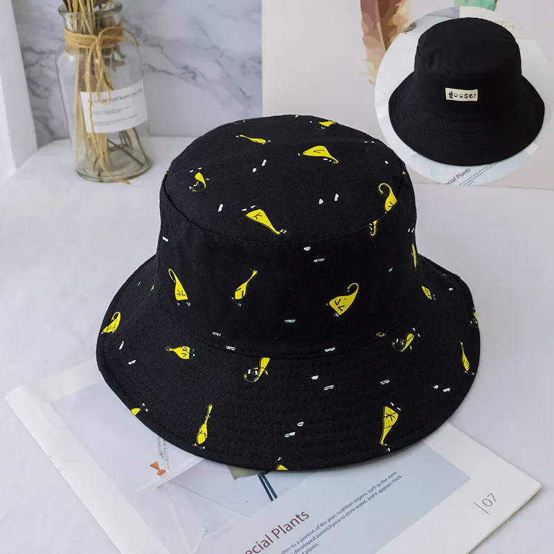 

Panama Bucket Cap Unisex Cotton Cartoon Bucket Hat Men Women Bob Cap Hip Hop Outdoor Sport Summer Fishing Hat