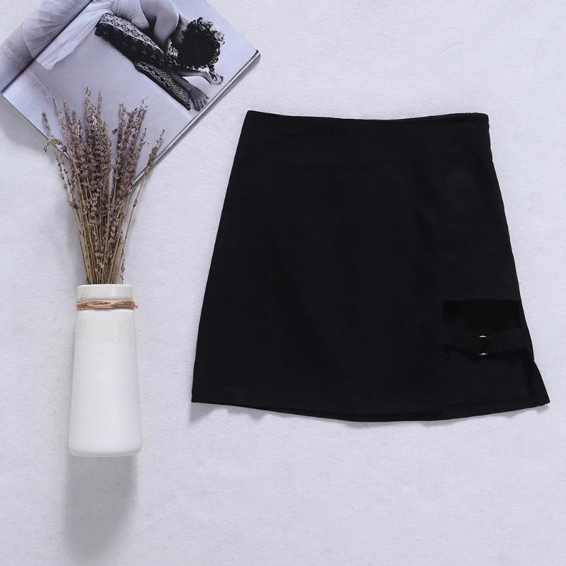 Korean Style Black Package Hip Skirts Slit Irregular Hem Pencil Micro Mini Skirt D7YD | Мать и ребенок