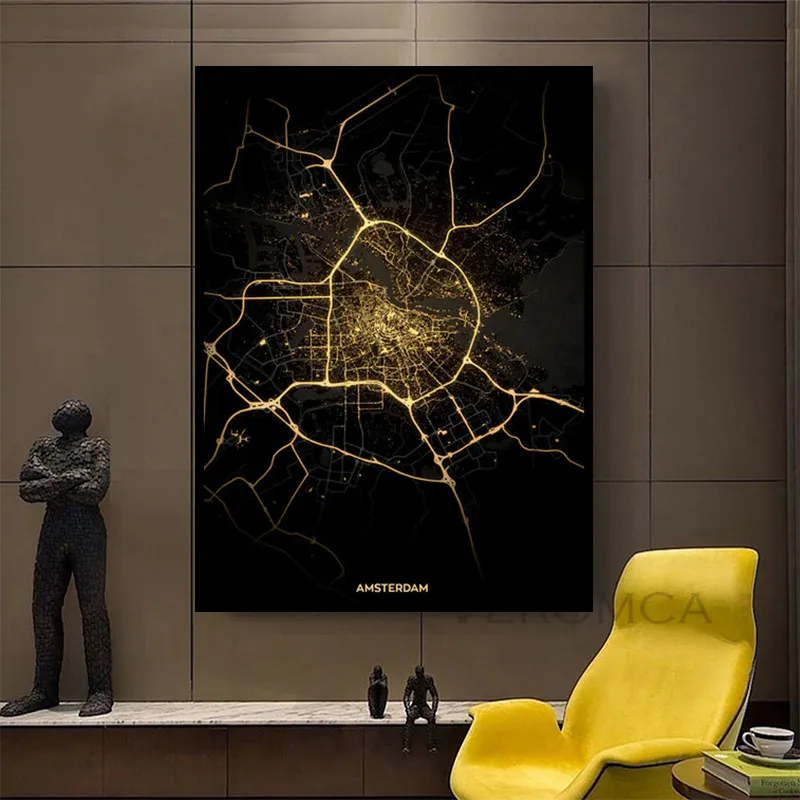 Плакат Амстердам карта Нидерландов городские карты пользовательский принт
