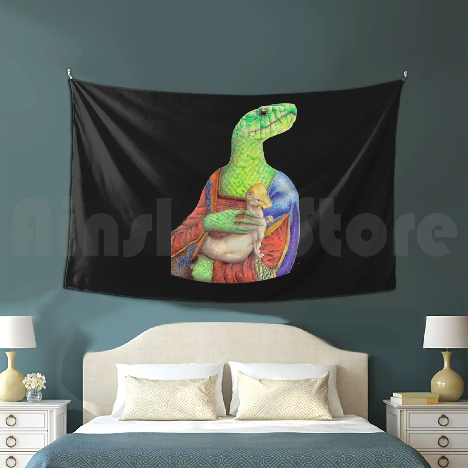 Гобелен злых леди Эрмина для гостиной спальни змея давичи да Винчи рептилии