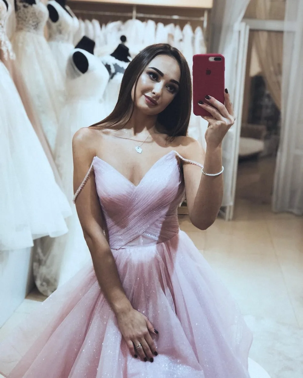 

Luxury Wisteria Shiny Tulle Prom Dress 2020 Robe De Soiree Sexy V-Neck Backless Formal Evening Prom Gowns Vestido De Festa