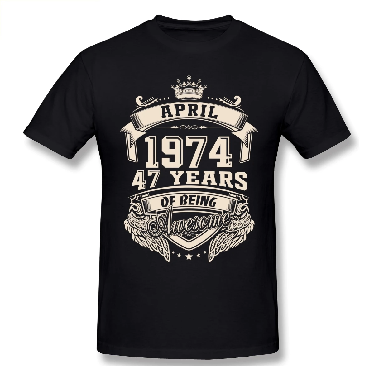 

Custom Logo Born In April 1974 47 Years Of Being Awesome T Shirt Oversized Cotton Crewneck Short Sleeve T Shirts For Men