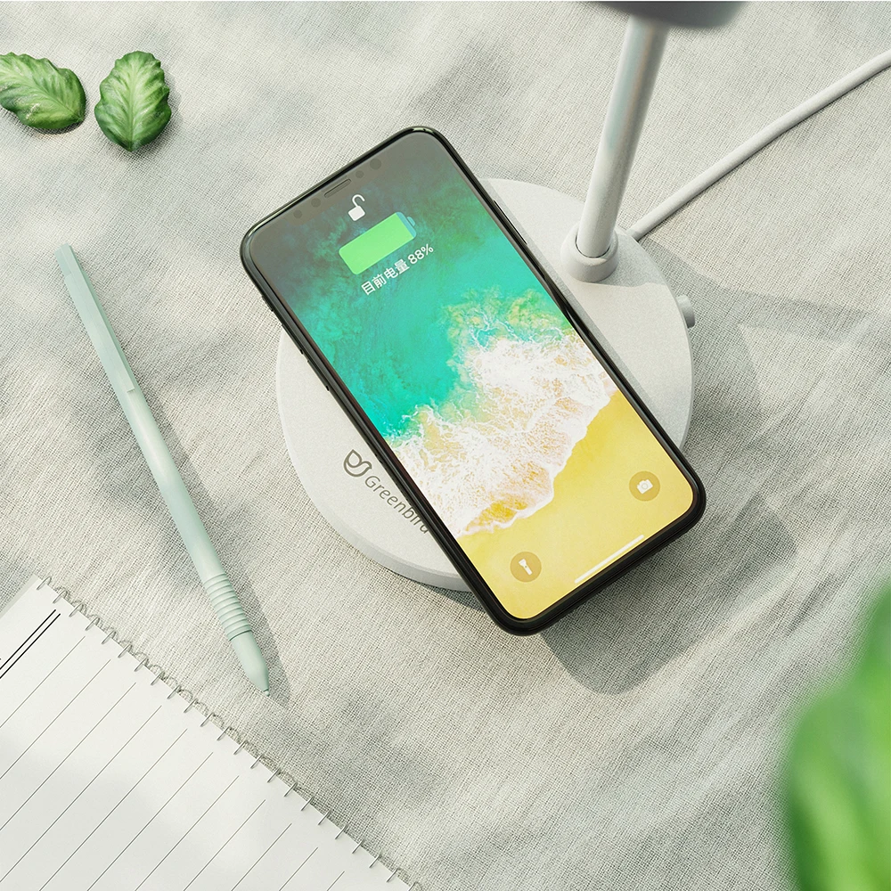 Настольная лампа Greenbird 5 Вт с беспроводной зарядкой для телефона белый светильник