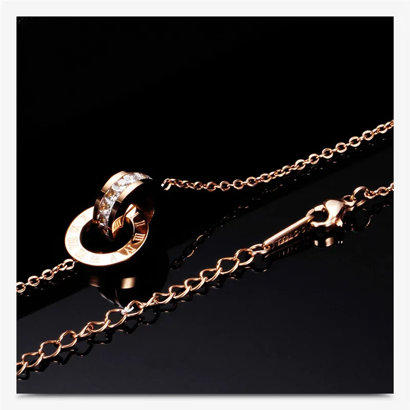 Женское колье-чокер из розового золота с двойным кольцом | Украшения и аксессуары