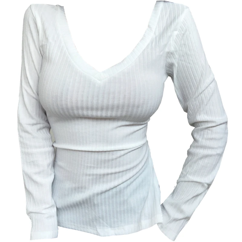 Новая весенняя Сексуальная футболка Женская эластичная в Корейском стиле