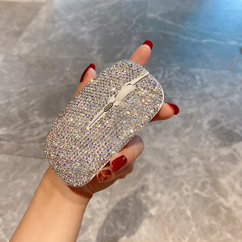 sparkling computer mouse wireless diamond laptop computer accessories pink mouse wireless gaming mouse kawaii gifts for women free global shipping
