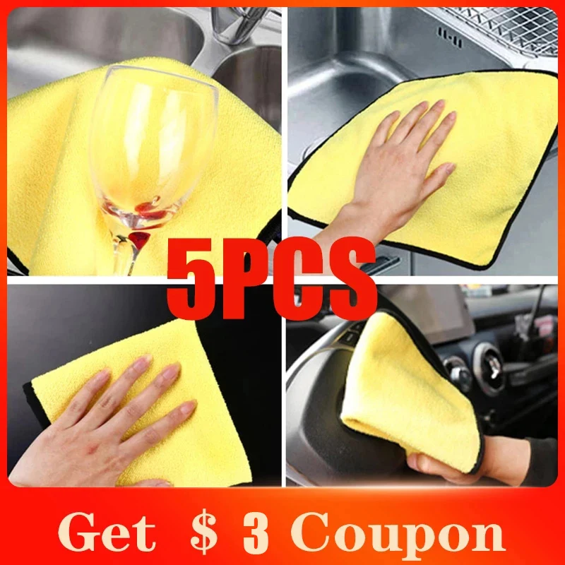 

5PCS Car Microfiber Towel Premium Microfiber Towels Drying Absorber Car Polishing Waxing Cleaning Detailing Cloth