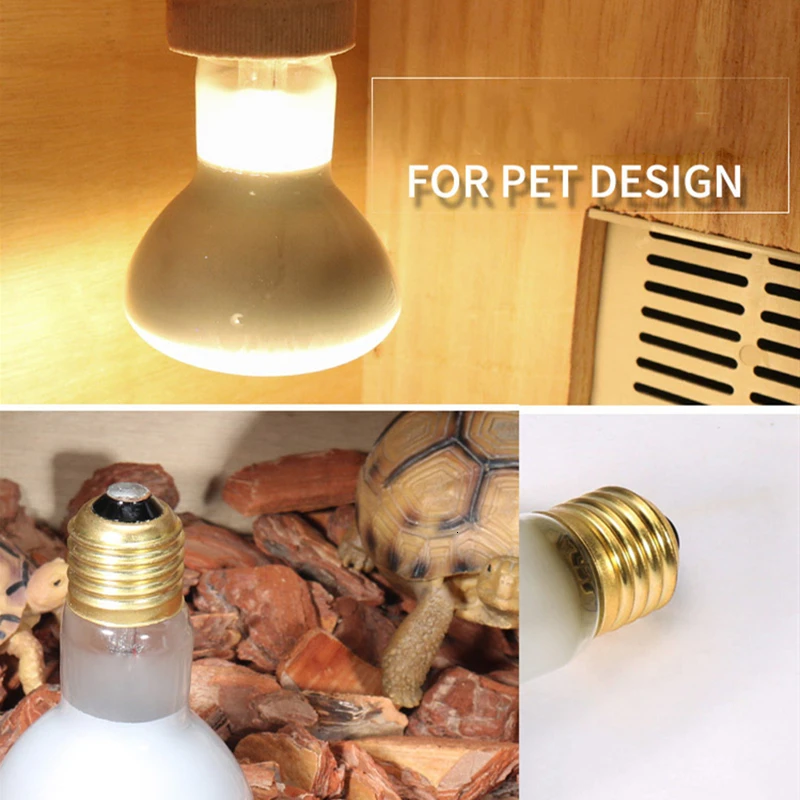 Pet Reptiles Tortoise Gecko Feeder Lighting UVA Lamp Heating Keep Warm 220V-240V 25W~100W Free Size  Дом и