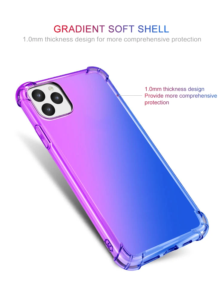 Чехол для телефона Iphone 11 Pro Max градиентный Цветной корпус телефона четыре угла анти-падение ультра-тонкий защитный чехол Модный ультратонкий