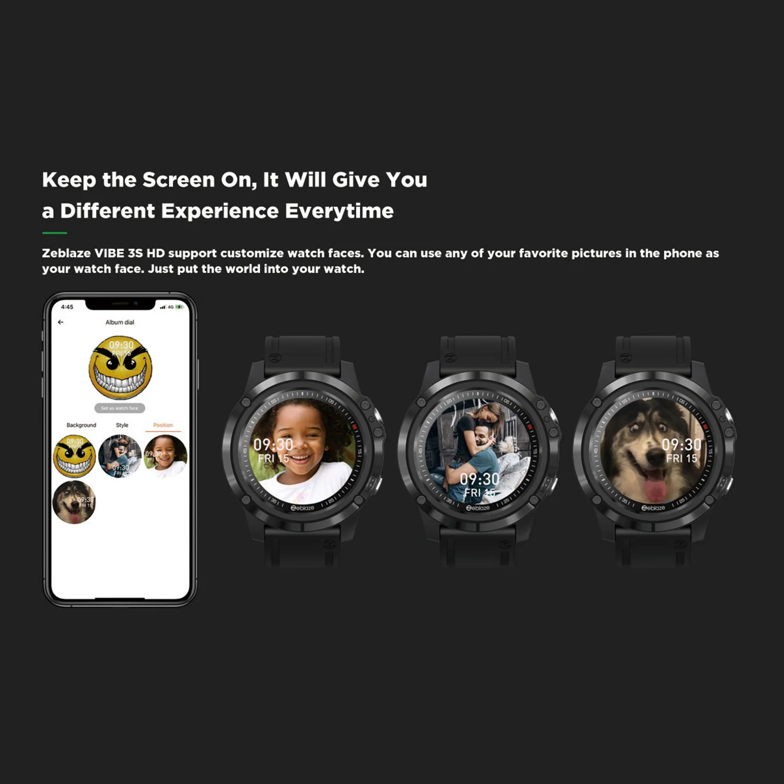 

The New 2021 Zeblaze VIBE 3S HD 1.3'' HD Color Touch Screen 360*360 Health & Fitness smartwatch 25 days Battery Life smart watch