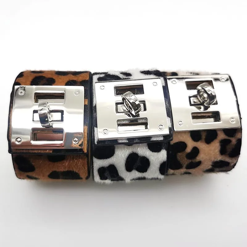 Женские широкие кожаные браслеты D & леопардовые золотистые манжеты эффектные