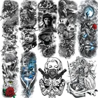 Тату временные для мужчин и женщин Black Soldier, реалистичные моющиеся тату на всю руку, Лев, волк, крутая Гангстерская тату-паста