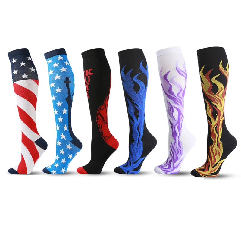 

New Compression Stockings Men/Women Calf Protection Flame Flag Blood Circulation Relieve Pressure Ankle Protection Socks Nurse