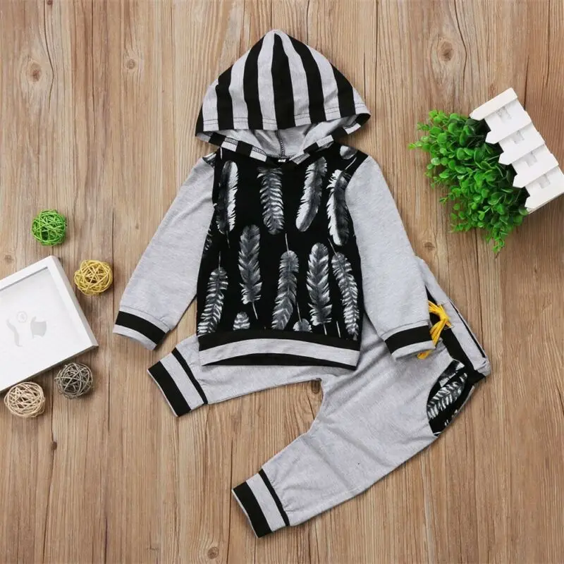 

18-24M Toddler Kids Baby Boy Hooded Top T-shirt Pants Trousers Outfits Tracksuit