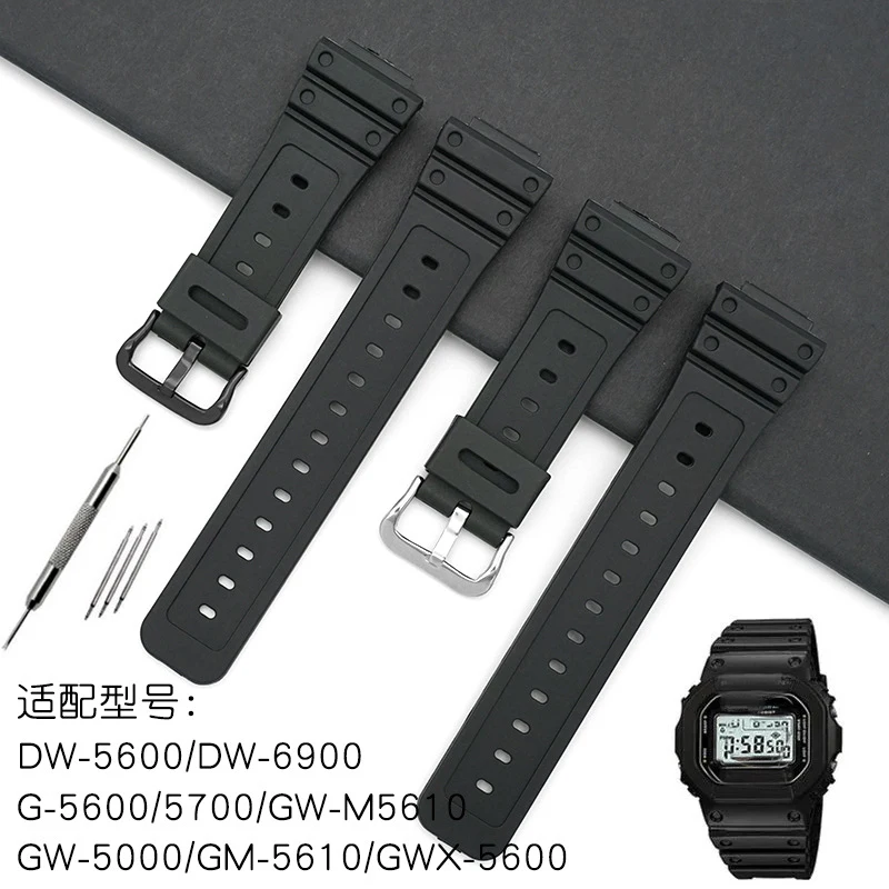 16mm X 26mm Rubber Watchbands DW6900 High Quality Men Sports Silicone Watch Strap Band For DW5600 Series Watch Accessories