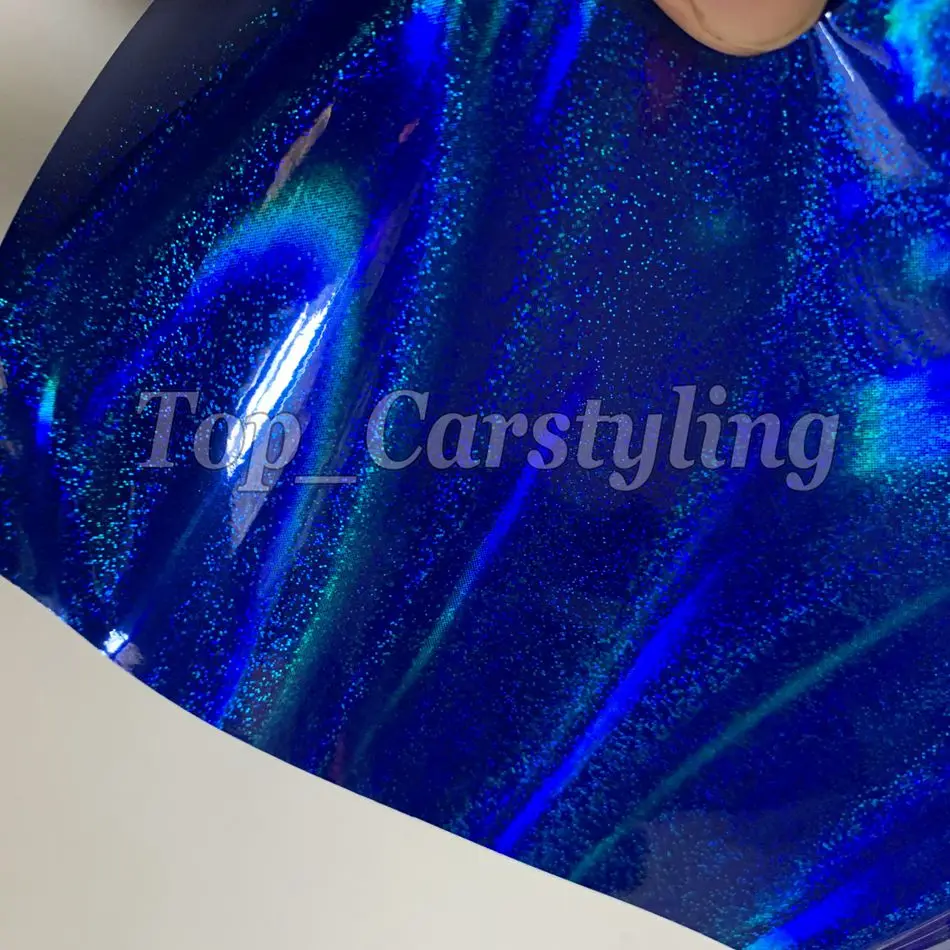 Синяя Блестящая Глянцевая голографическая виниловая пленка для автомобиля