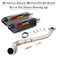 motorcycle 51mm vent db killer set system silp on for yamaha nmax125 155 front link pipe lossless connect exhaust muffler tubes