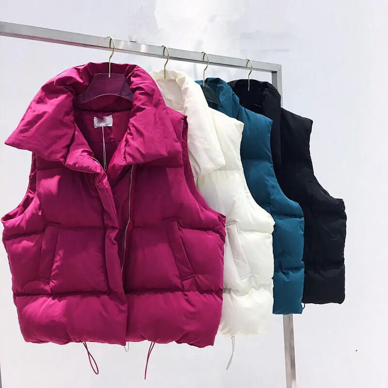 

Harajuku Down Cotton Vest Female Autumn Winter Warm Thick Short Coat Vest Women Loose Waistcoat Women Vest Colete Feminino